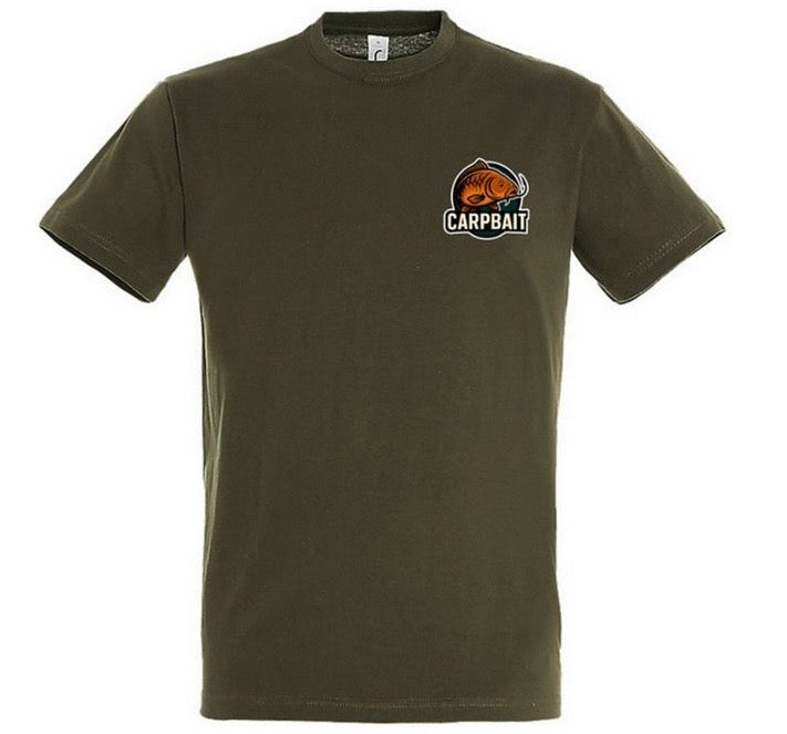 maglietta carpbait con logo del brand. colore verde militare