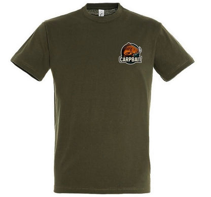 maglietta carpbait con logo del brand. colore verde militare