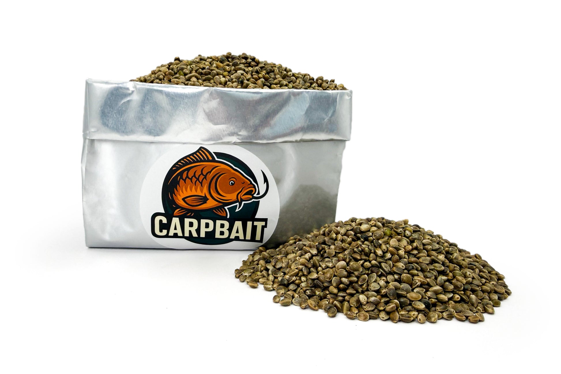 semi di canapa carpbait nel sacchetto brandizzato